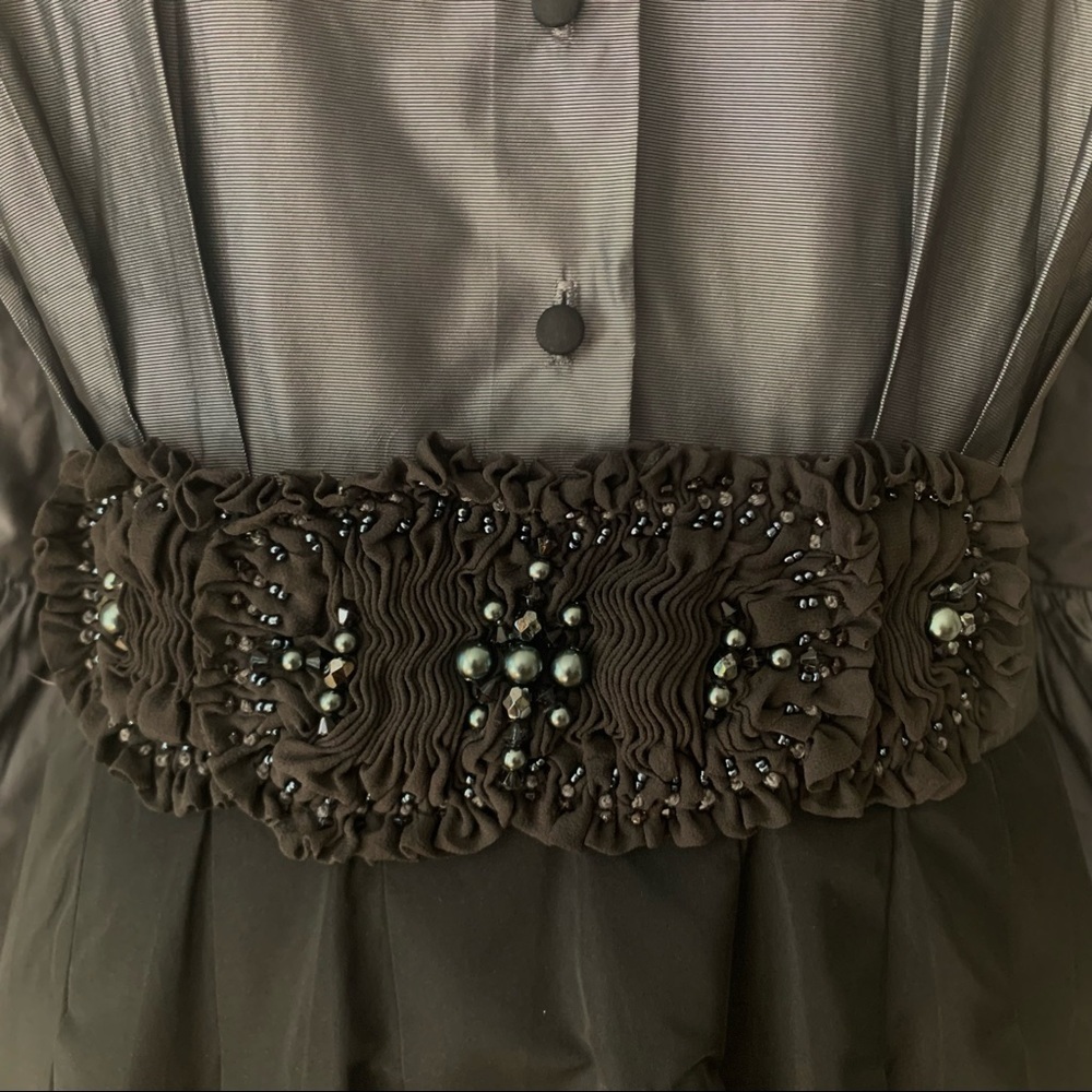 BCBGMAXAZRIA Natasha Embellished Bell Sleeve Taffeta Dress Party - Picture 6 of 16